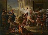 Carle van Loo The Blinding of the Inhabitants of Sodom painting